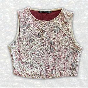 🍒3 for $30 ZARA Textured Sleeveless Crop Top with Palm Trees
